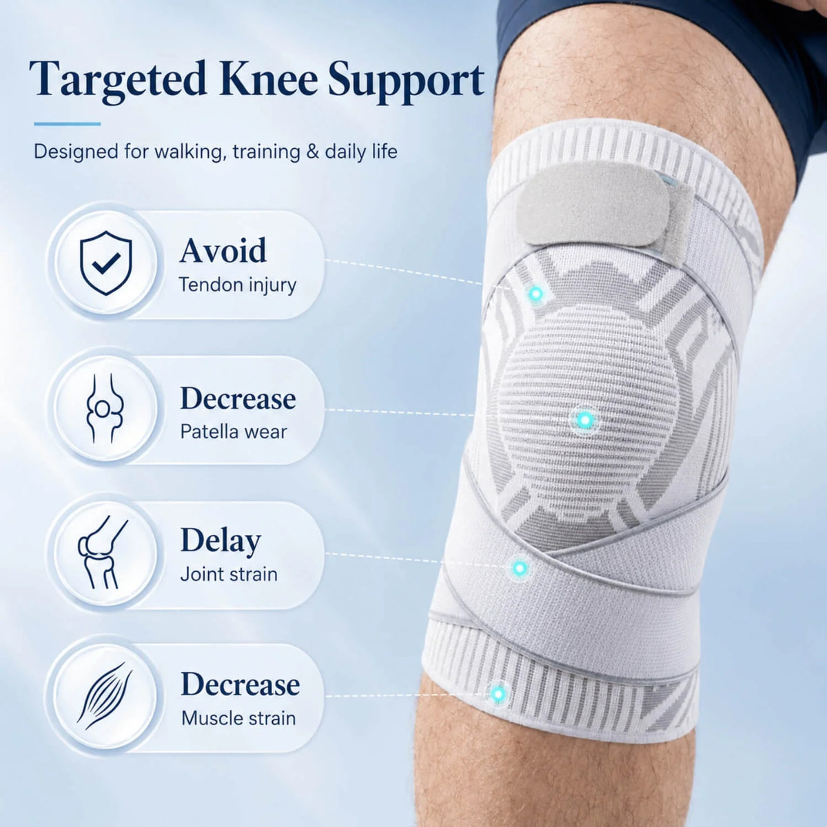 Knee Brace Adjustable Patella Support Dual Spring Stabilizers
