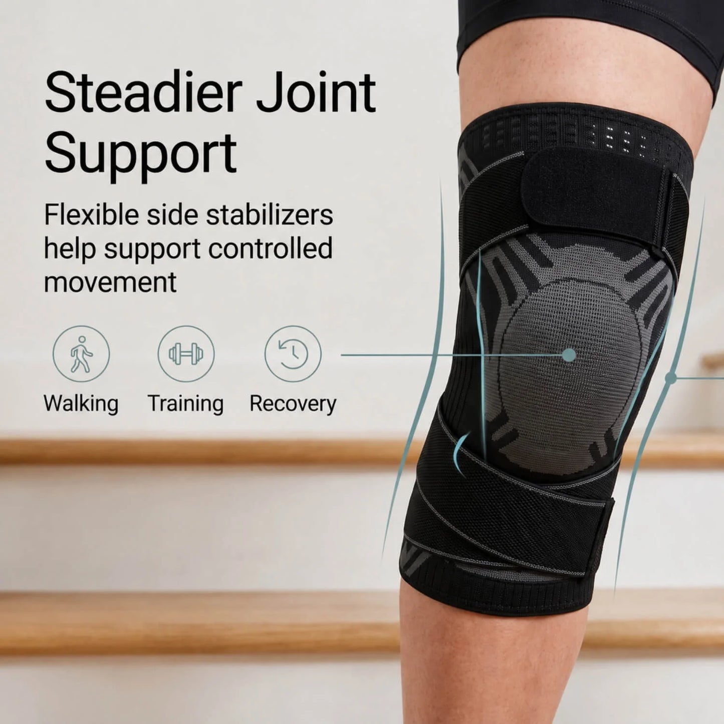 Knee Brace Adjustable Patella Support Dual Spring Stabilizers