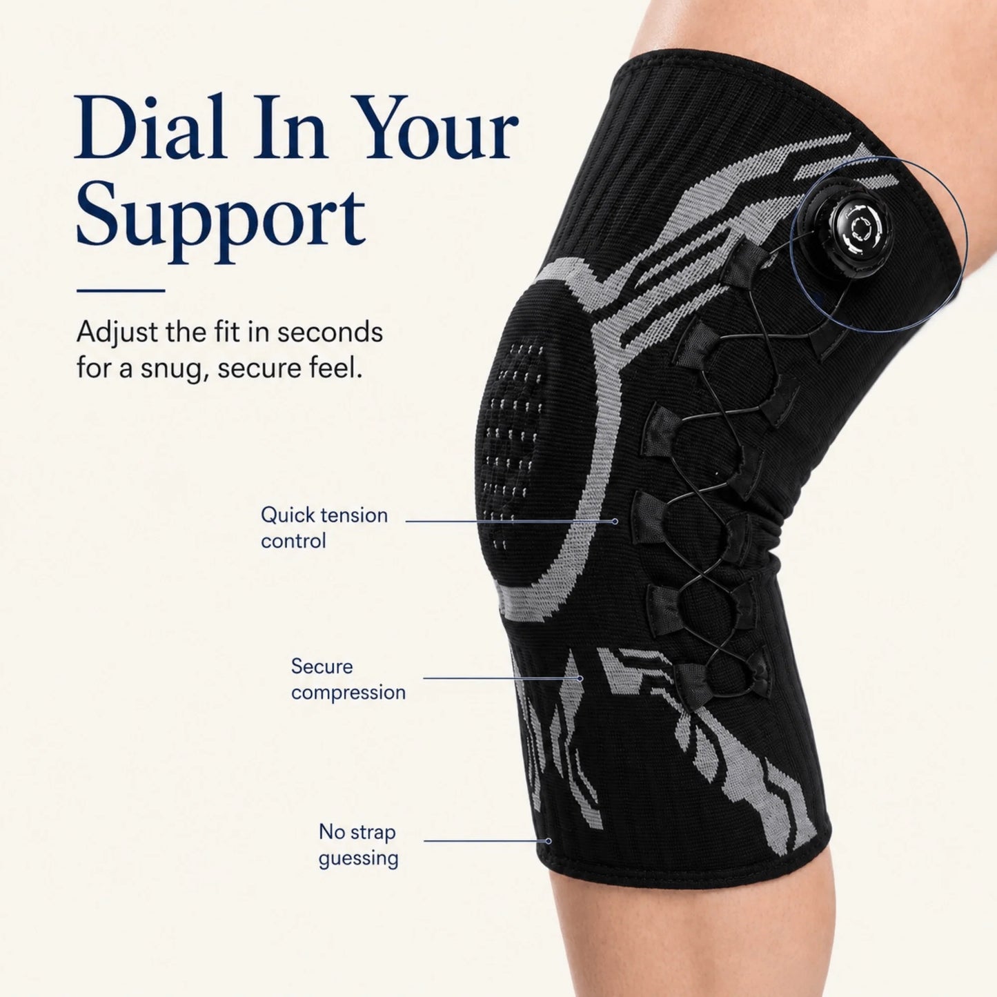 Knee Brace Dial-Adjustable Compression & Patella Pad