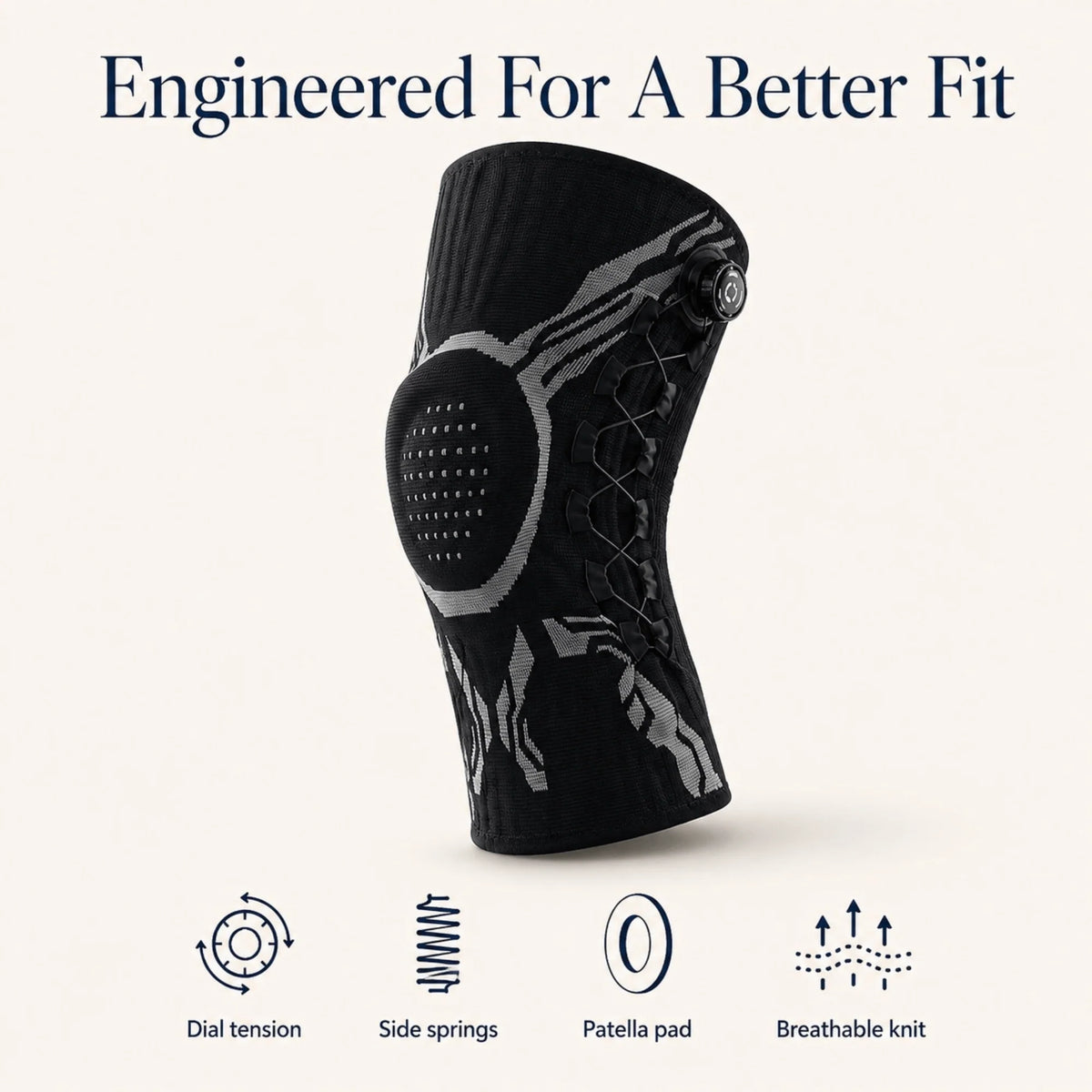 Knee Brace Dial-Adjustable Compression & Patella Pad
