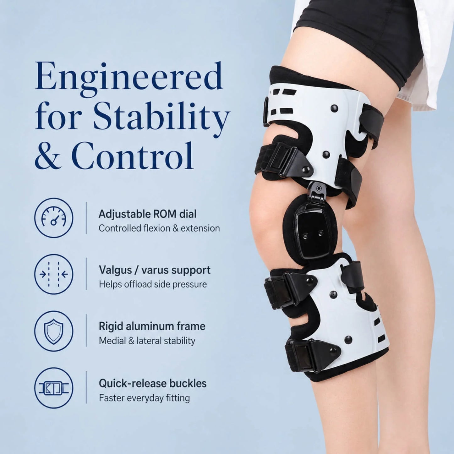 Knee Brace Hinged ROM & Locking Dial