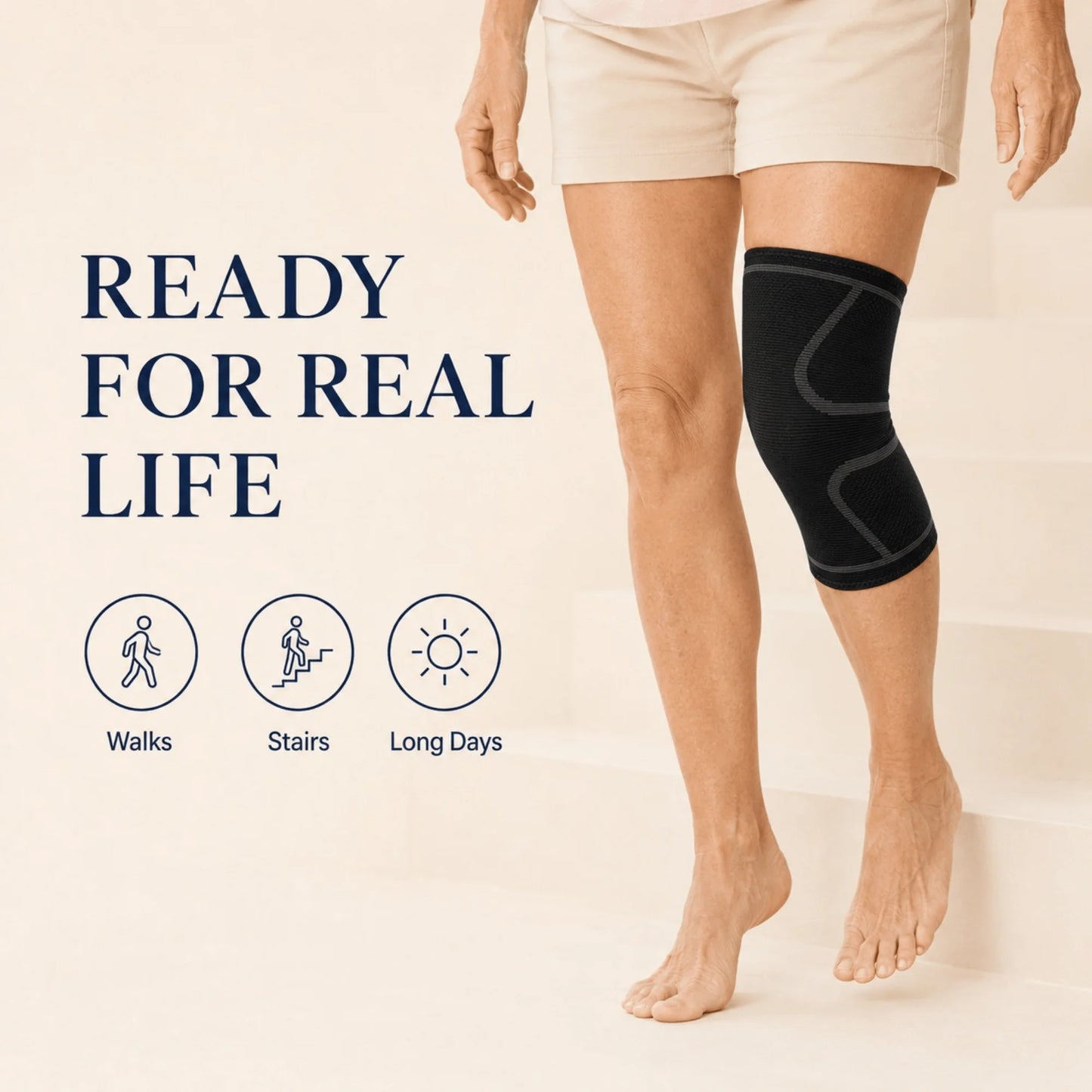Knee Compression Sleeve 3D Knit Breathable Non-Slip Cuff