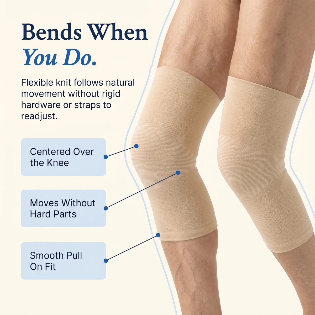 Knee Compression Sleeve Bamboo-Blend Breathable Elastic Fit