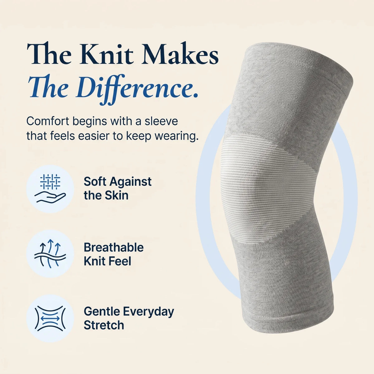 Knee Compression Sleeve Bamboo-Blend Breathable Elastic Fit