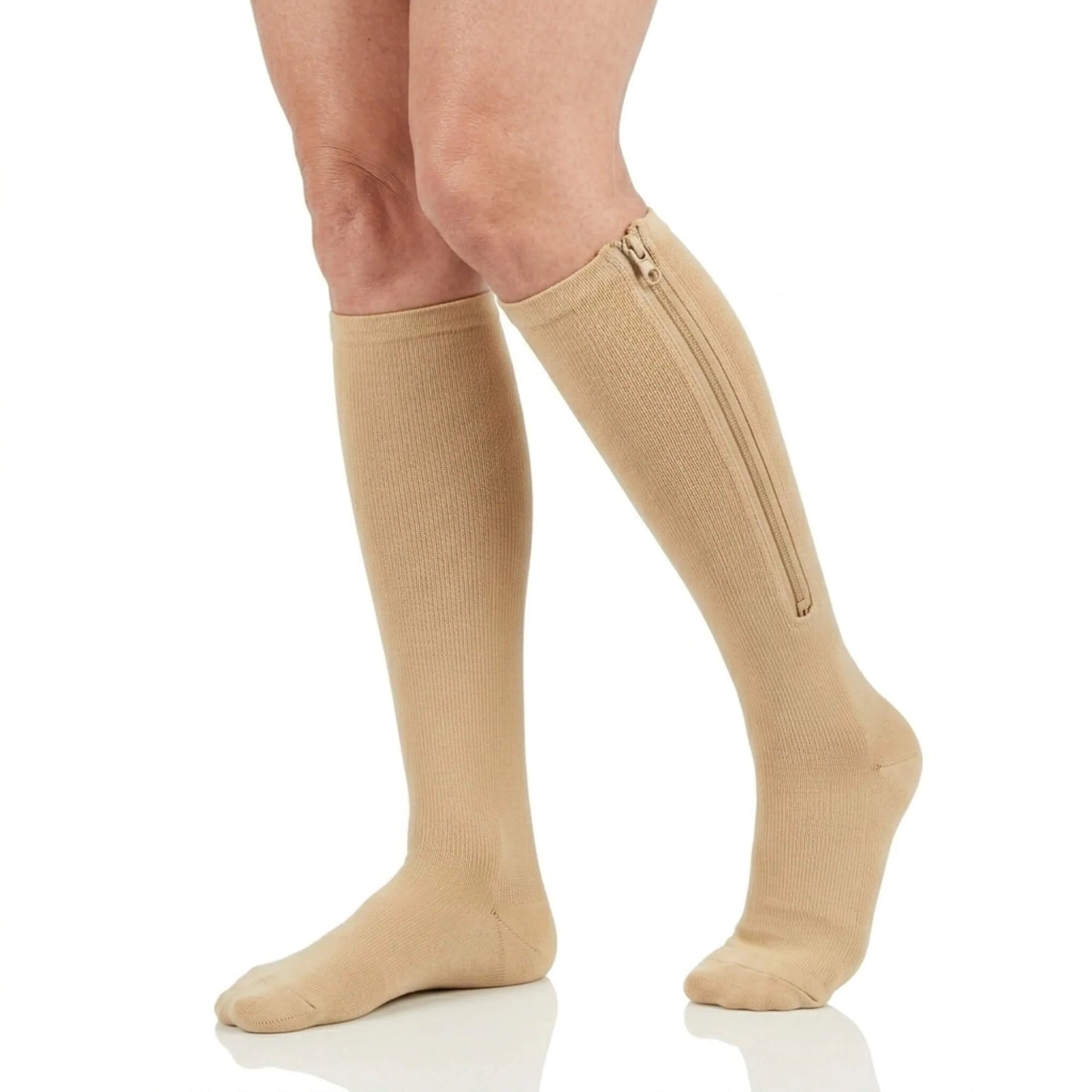 Knee-High Compression Socks Zippered 15–20 mmHg