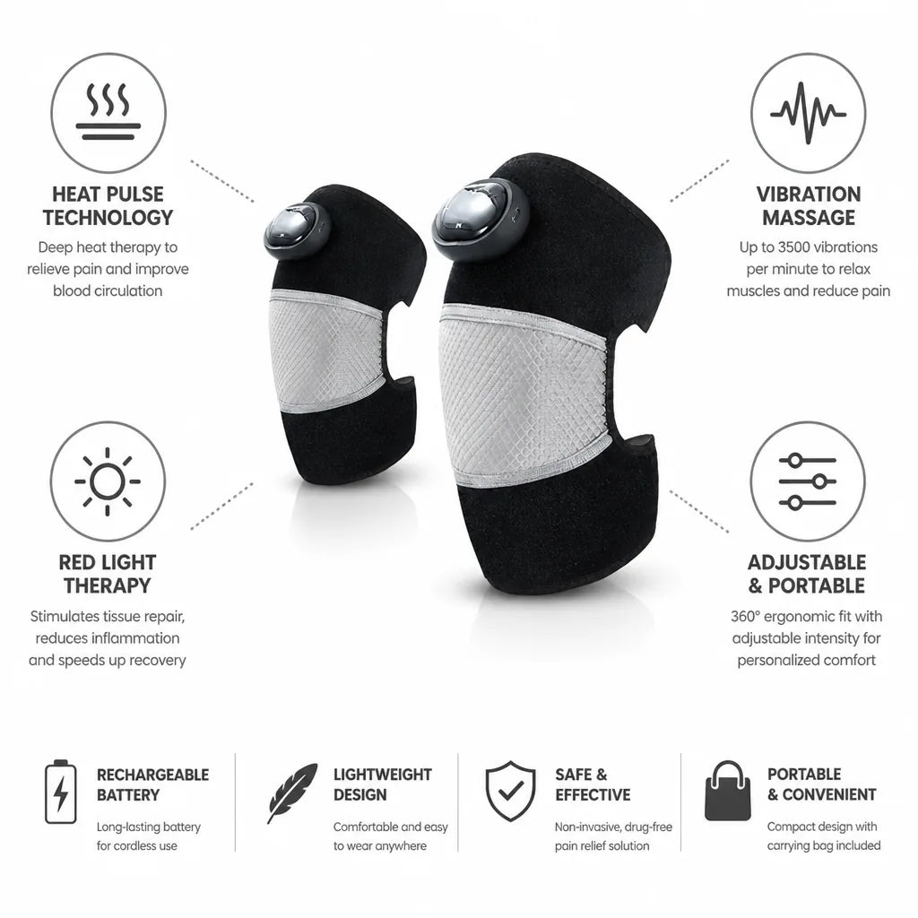 Knee Massager Heat Pulse & Vibration Red Light Therapy
