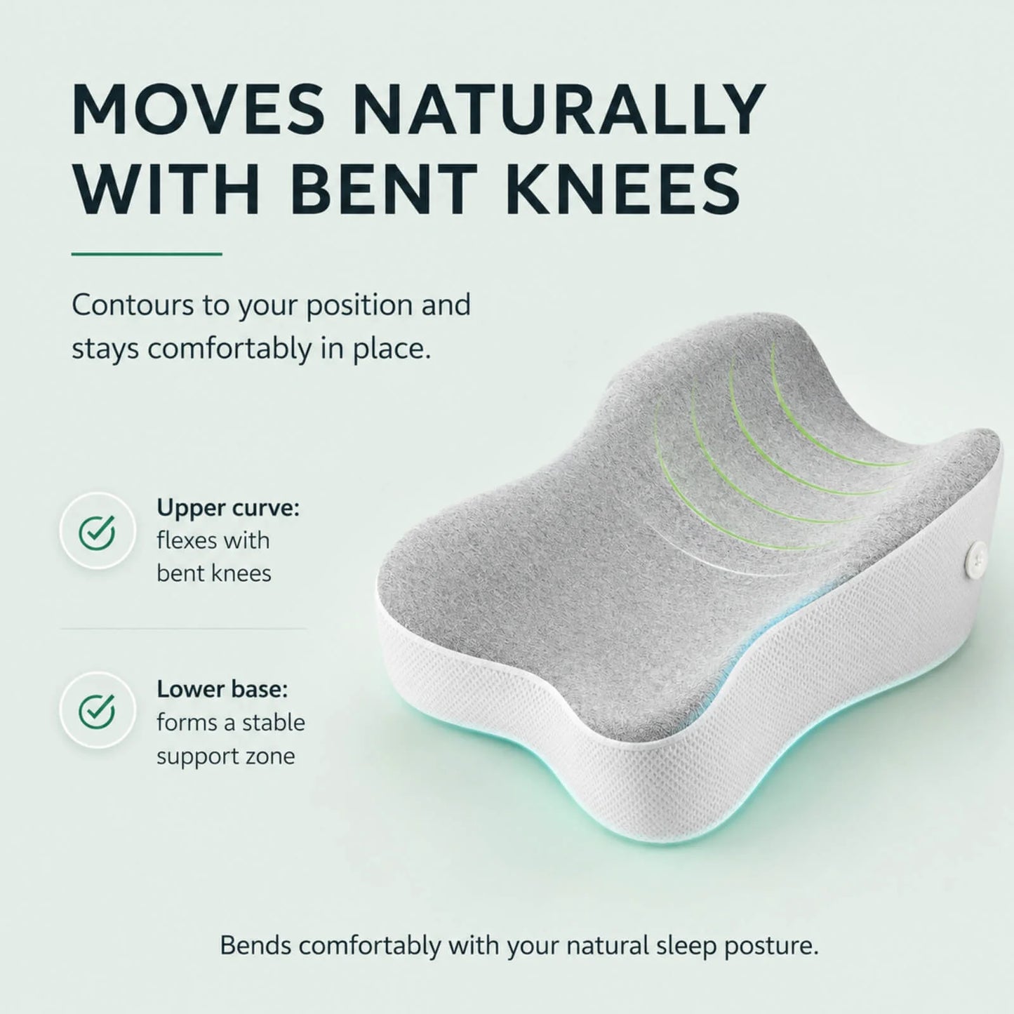 Knee Pillow Contoured Memory Foam Cooling & Washable Cover