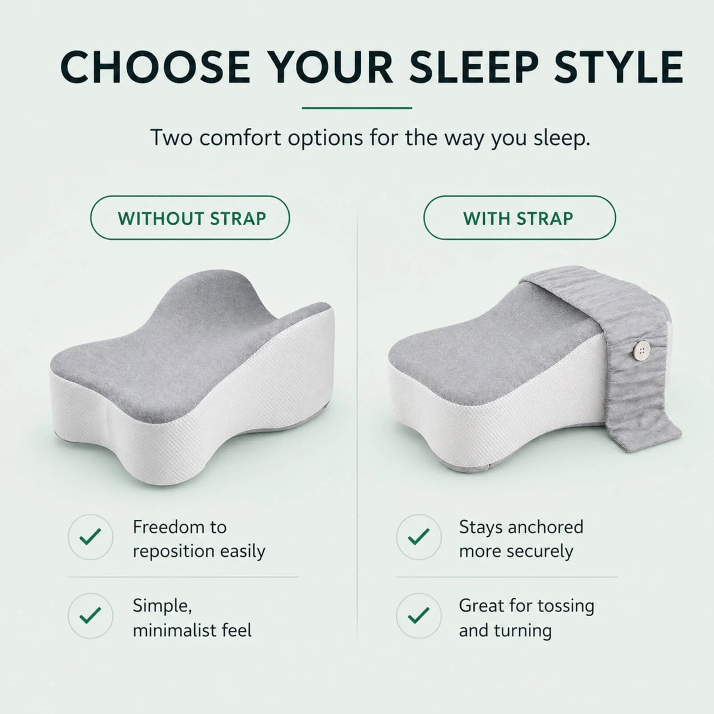 Knee Pillow Contoured Memory Foam Cooling & Washable Cover