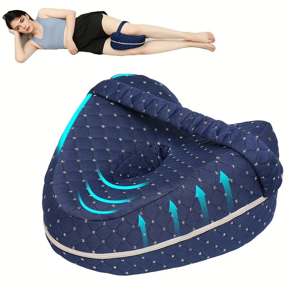 Knee Pillow Ergonomic Memory Foam Washable Cover & Elastic Strap