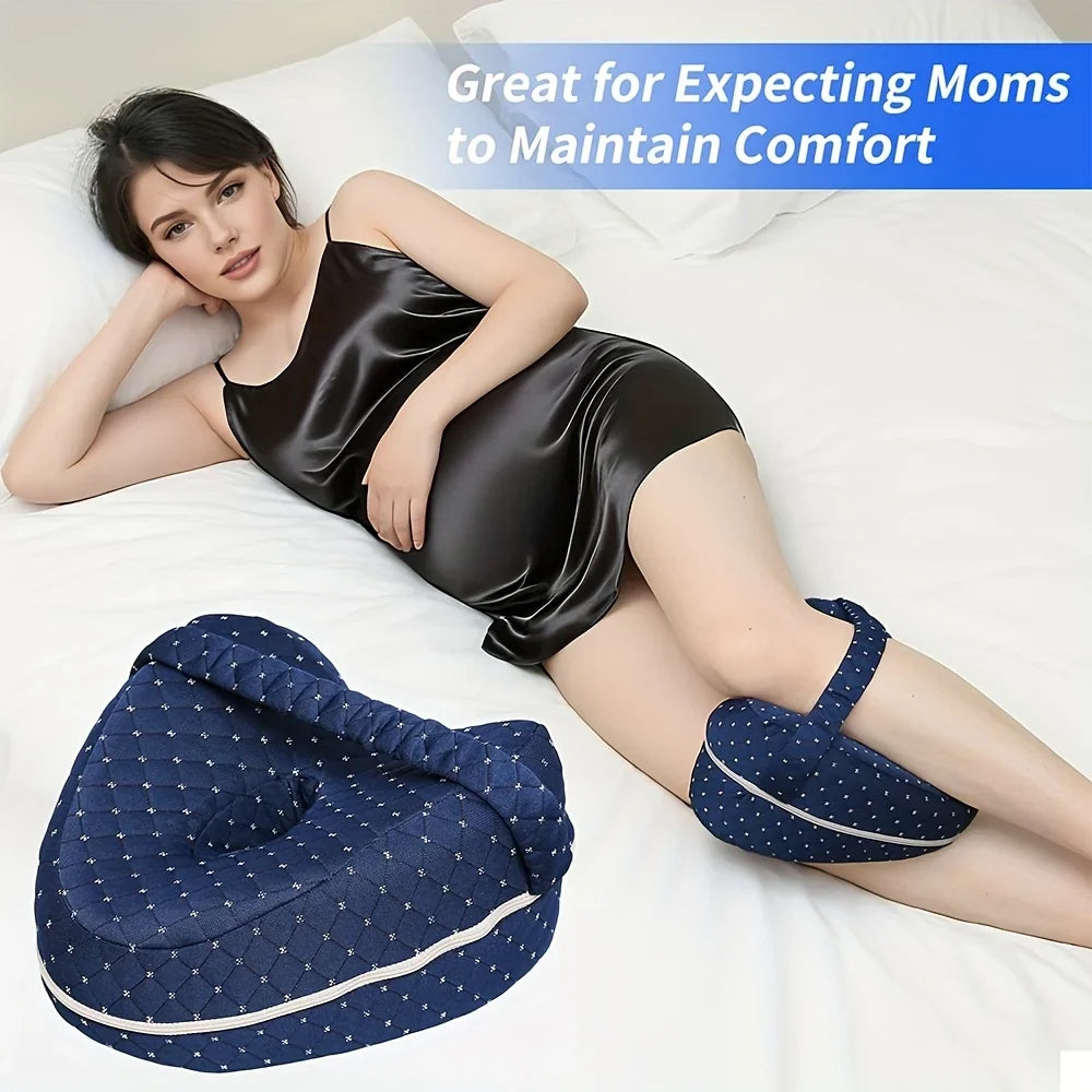 Knee Pillow Ergonomic Memory Foam Washable Cover & Elastic Strap