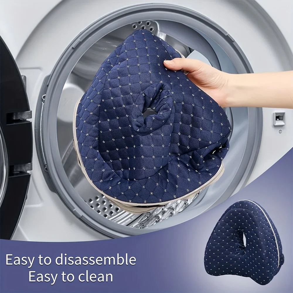 Knee Pillow Ergonomic Memory Foam Washable Cover & Elastic Strap