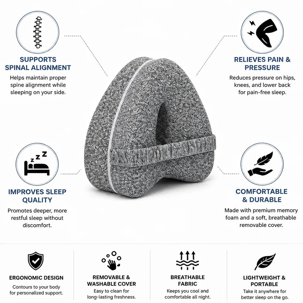 Knee Pillow For Side Sleepers Hip & Spine Alignment