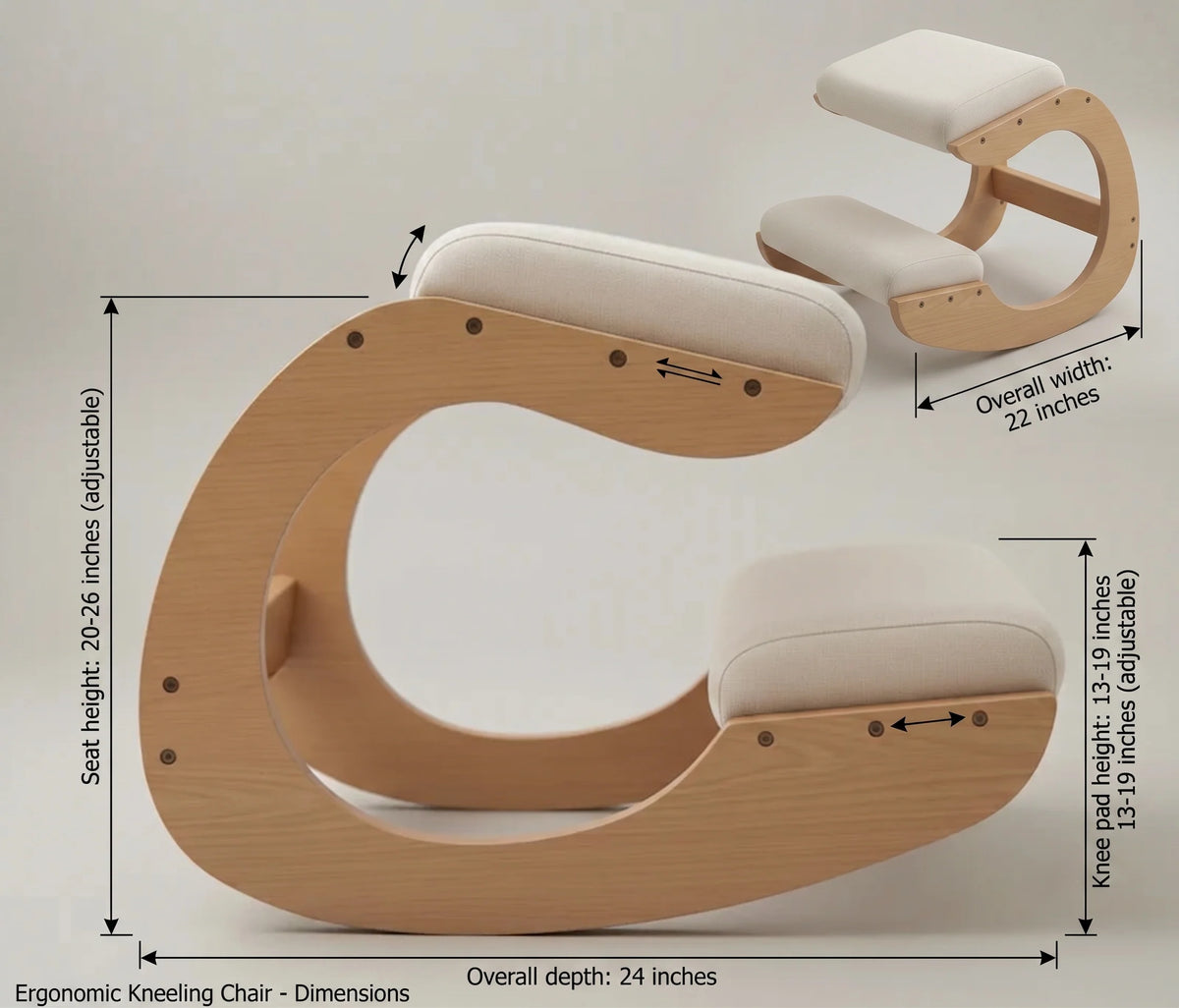Kneeling Chair Ergonomic Padded Seat & Knee Pads