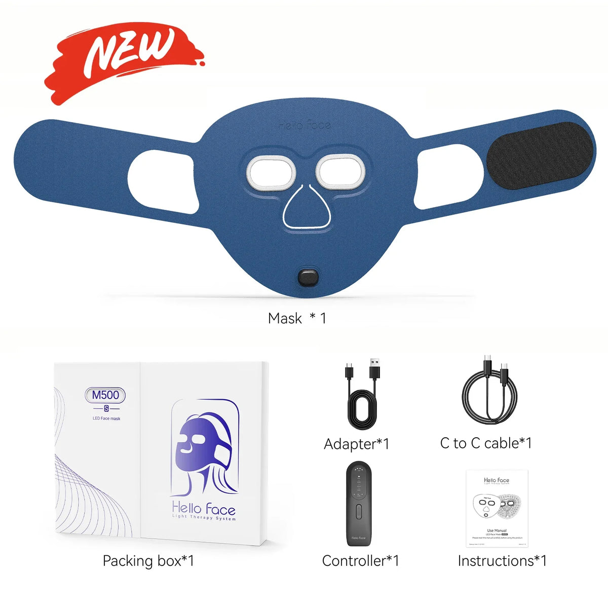 LED Face Mask Multi-Wavelength Wireless Rechargeable