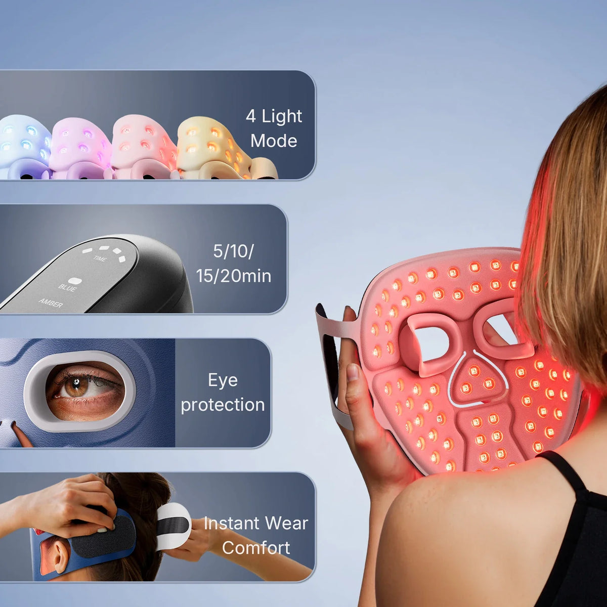 LED Face Mask Multi-Wavelength Wireless Rechargeable