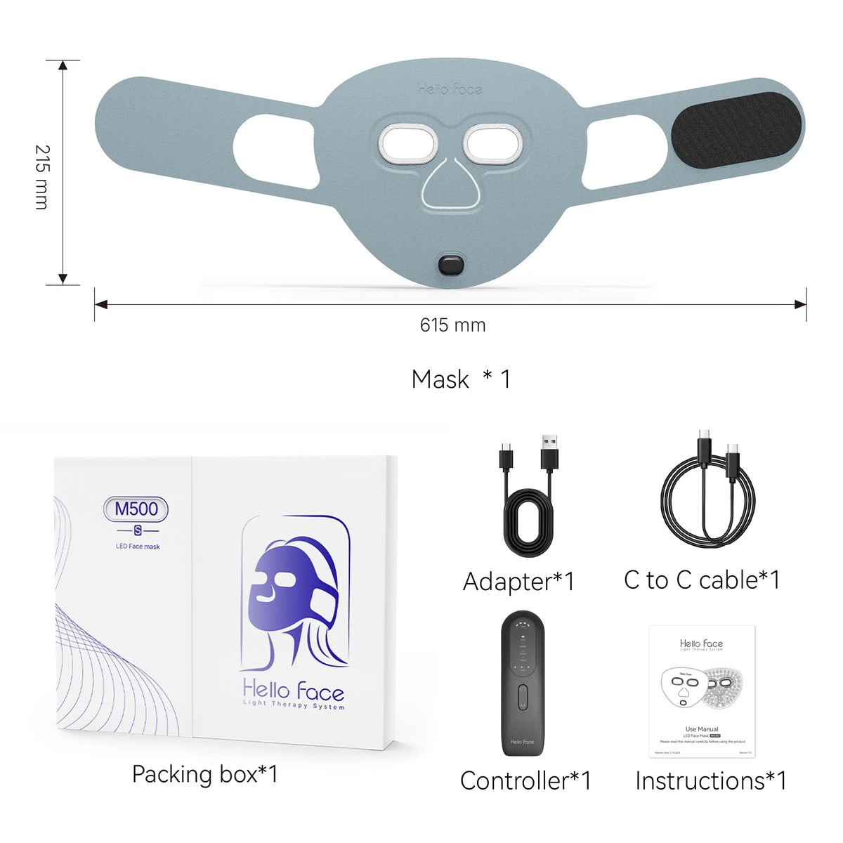 LED Face Mask Multi-Wavelength Wireless Rechargeable