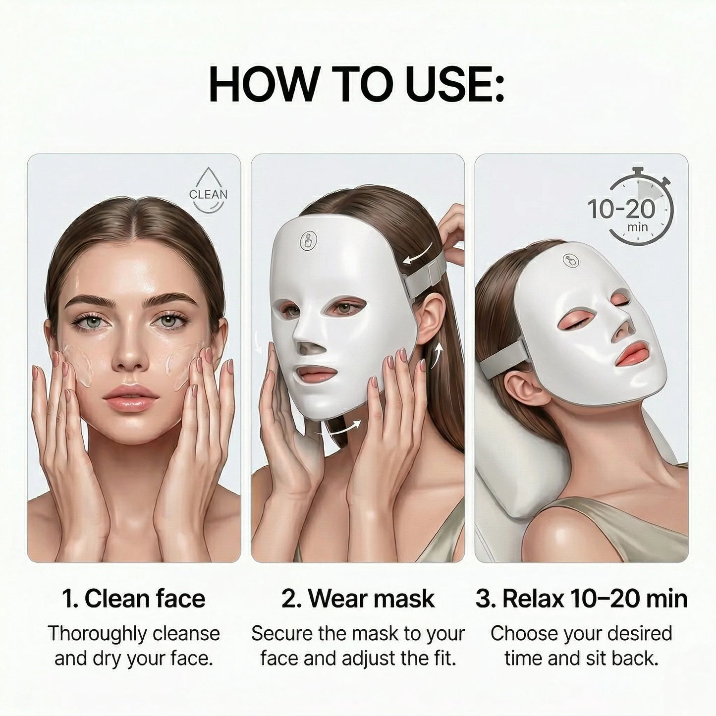 LED Face Mask Red & Blue Light Hands-Free