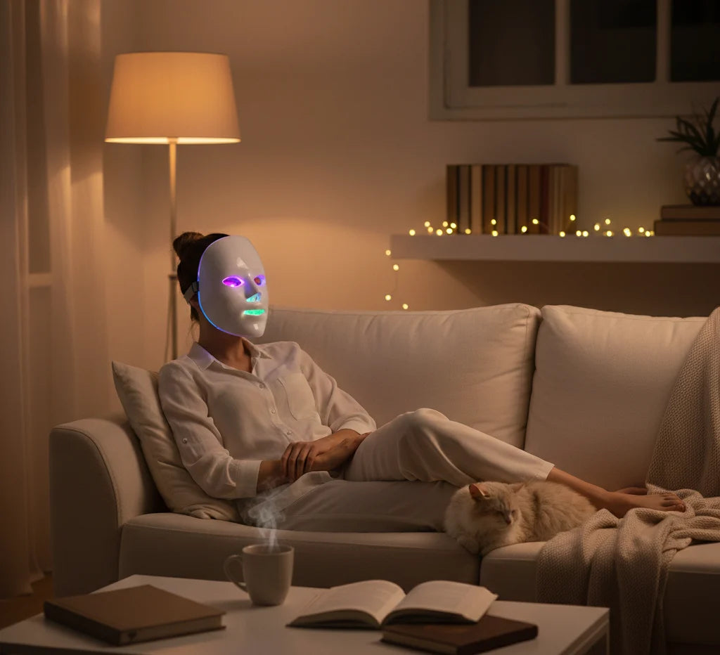 LED Face Mask Red & Blue Light Hands-Free