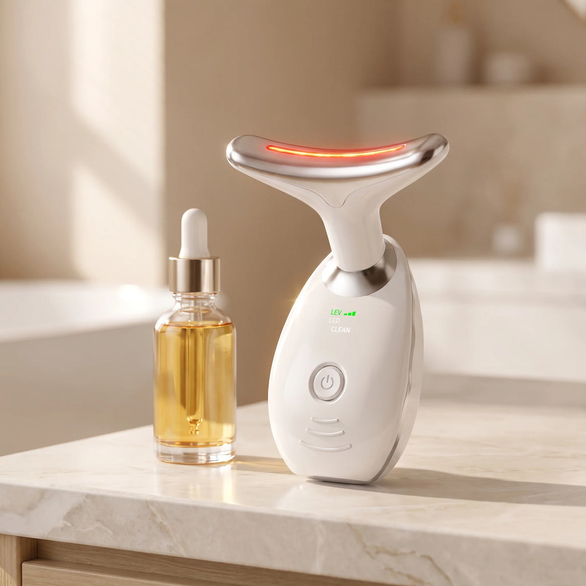 LED Face & Neck Device Multi-Color Vibration USB-Rechargeable