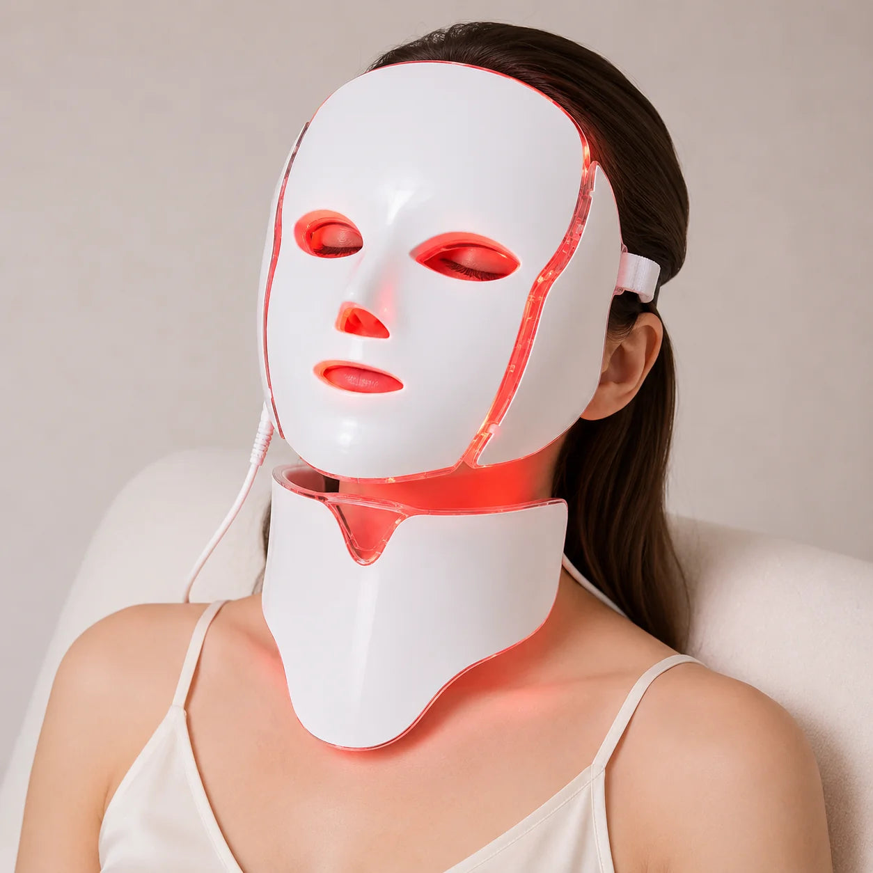 LED Face & Neck Mask 7-Color Built-In Eye Shield
