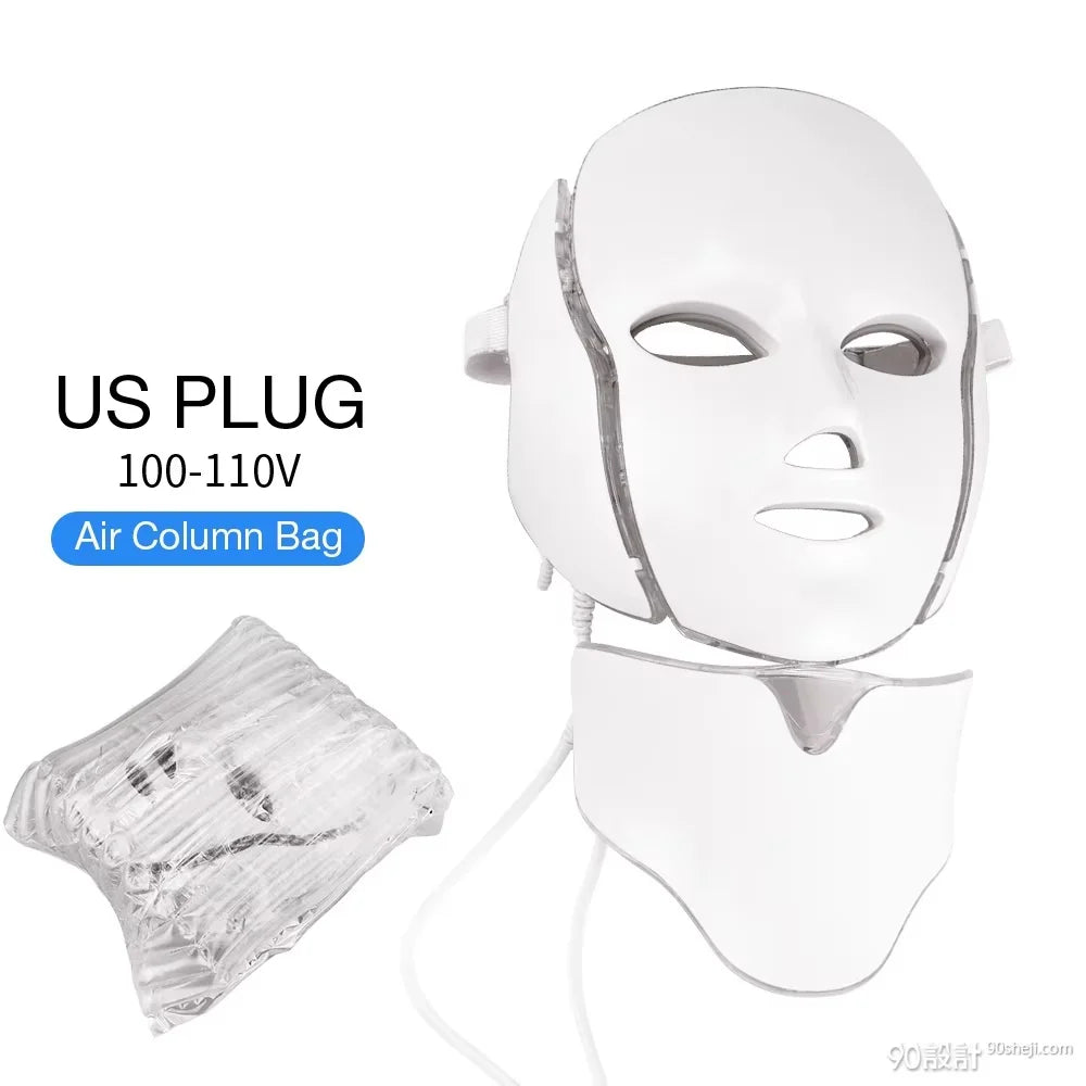 LED Face & Neck Mask 7-Color Built-In Eye Shield