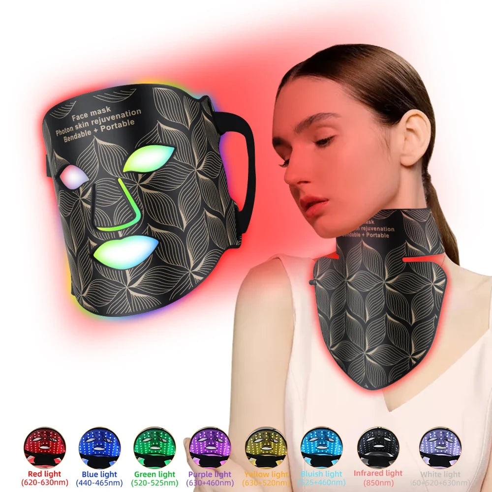 LED Face & Neck Mask 8-Color Silicone Rechargeable