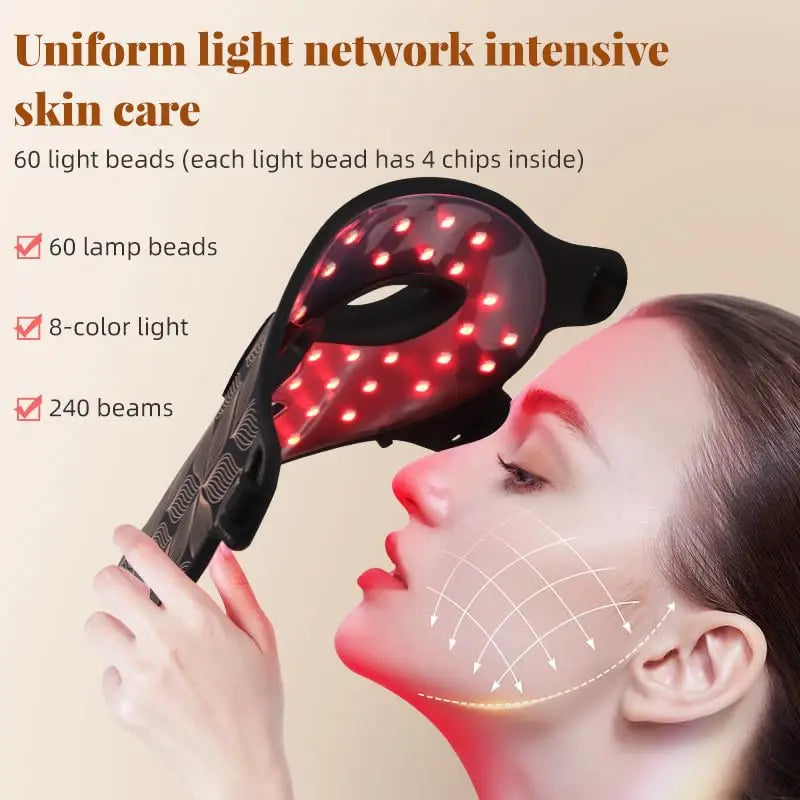 LED Face & Neck Mask 8-Color Silicone Rechargeable