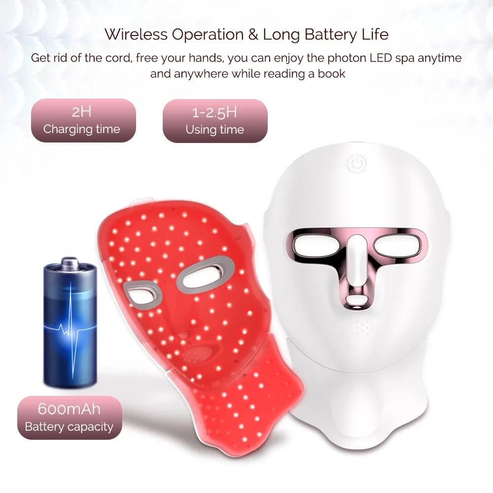 LED Facial & Neck Mask 7-Color Wireless Rechargeable