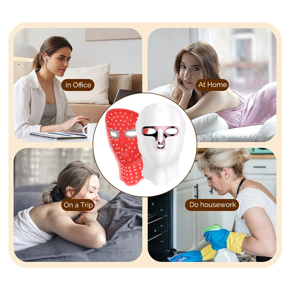 LED Facial & Neck Mask 7-Color Wireless Rechargeable