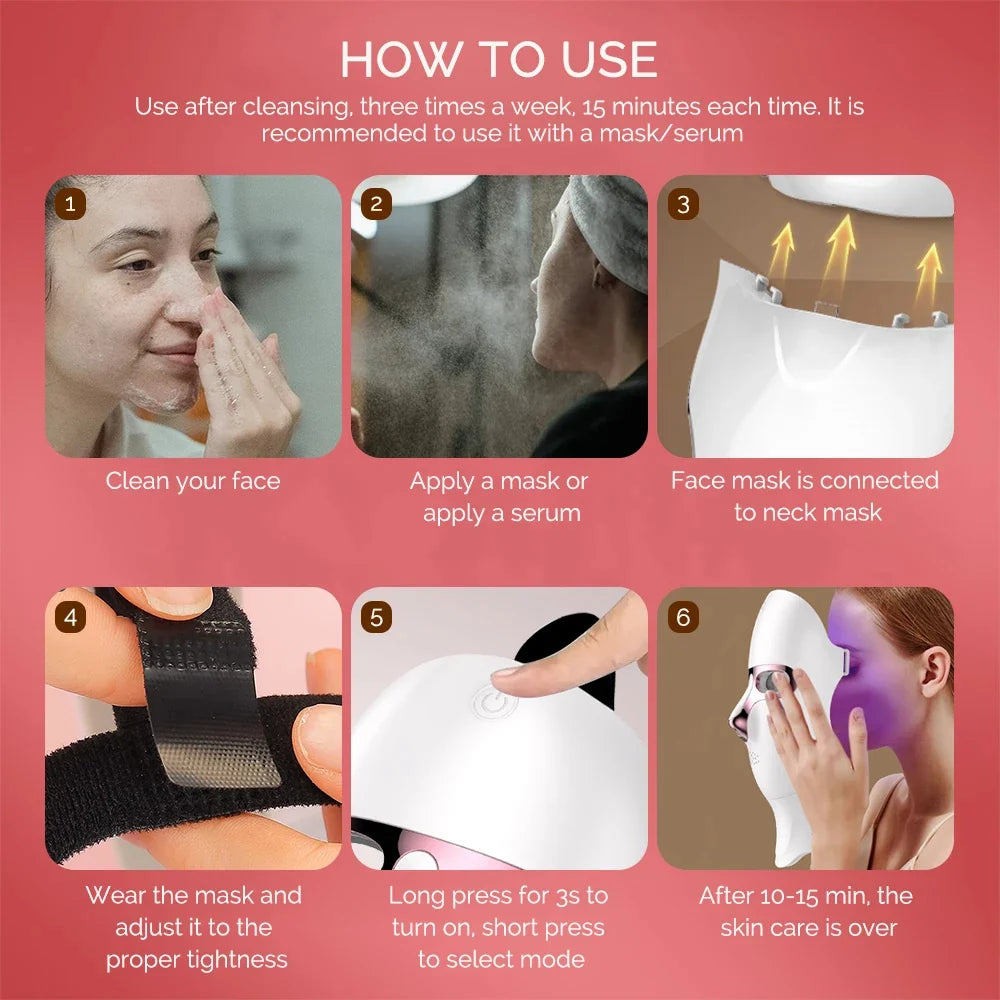 LED Facial & Neck Mask 7-Color Wireless Rechargeable