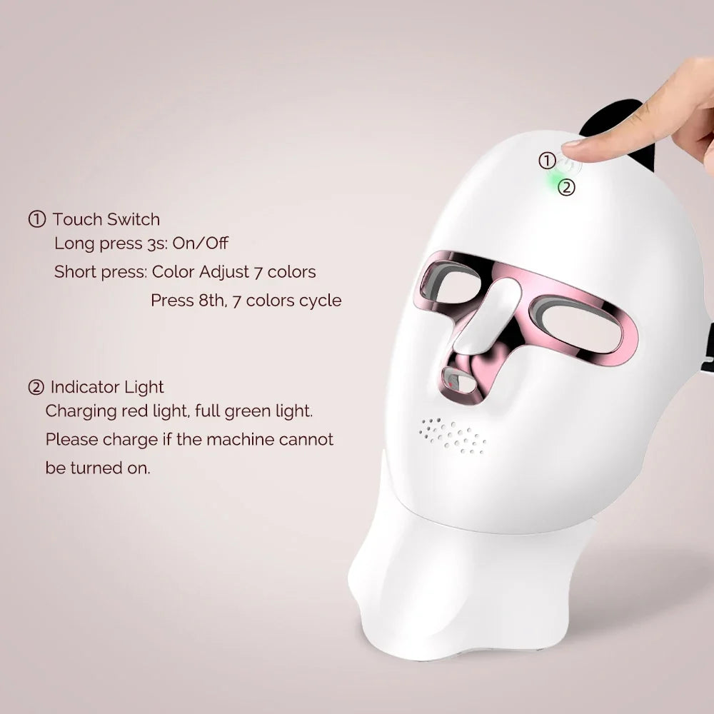 LED Facial & Neck Mask 7-Color Wireless Rechargeable