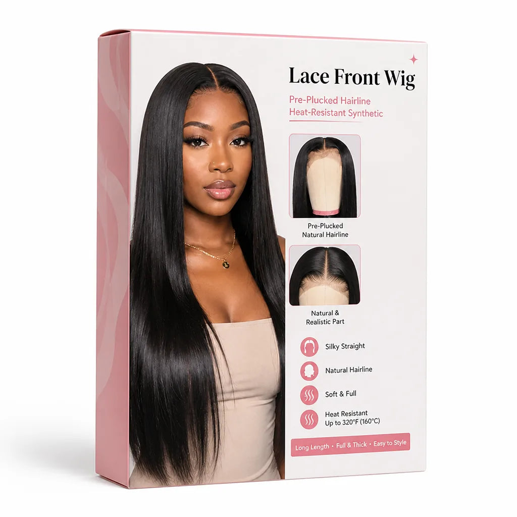 Lace Front Wig Pre-Plucked Hairline Heat-Resistant Synthetic