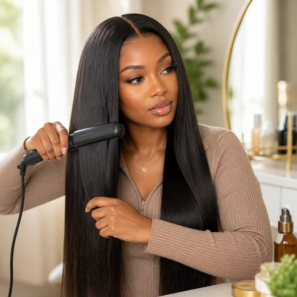 Lace Front Wig Pre-Plucked Hairline Heat-Resistant Synthetic