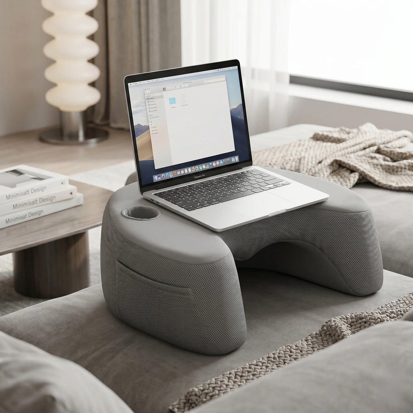 Lap Desk Pillow Ergonomic Arm Support & Cup Holder