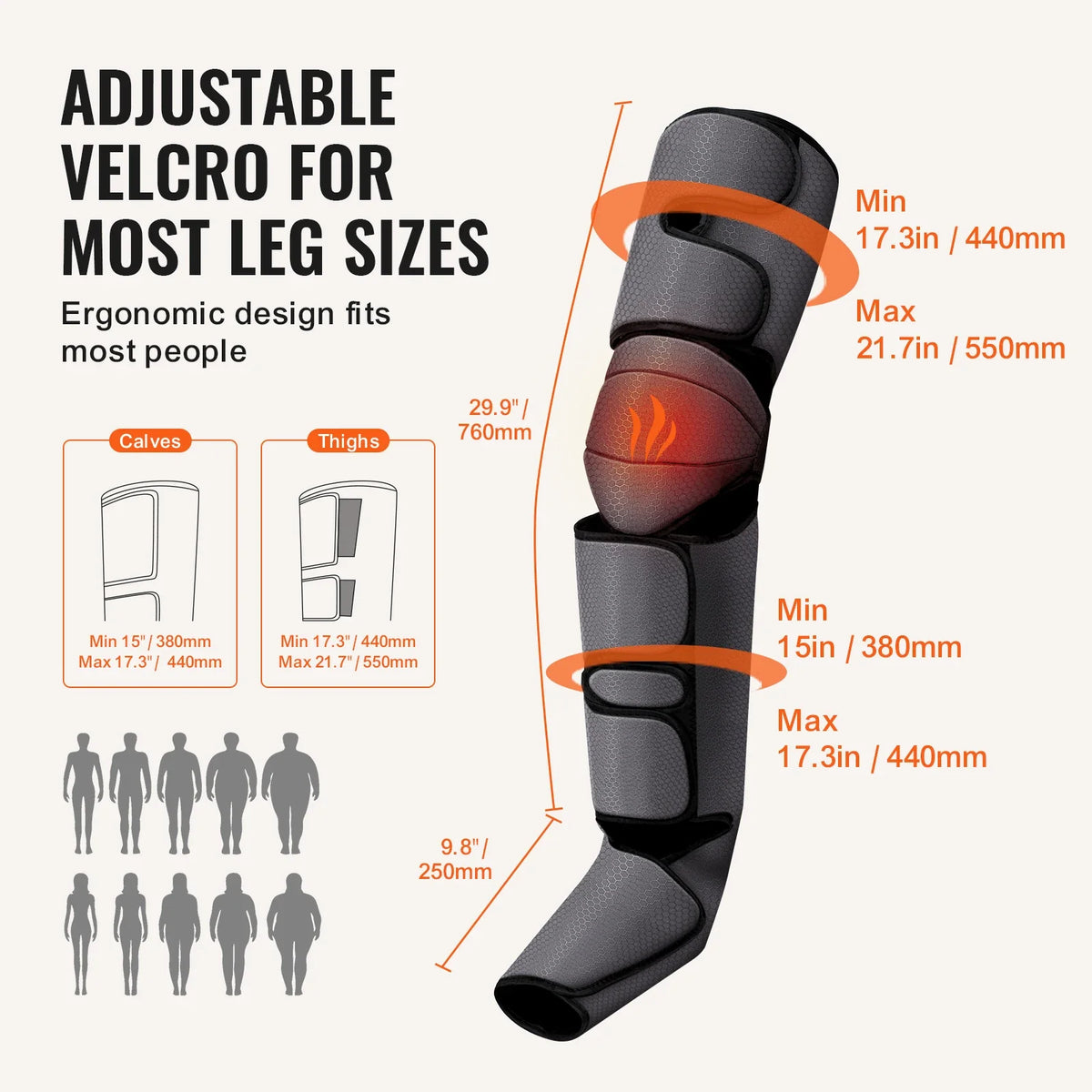 Leg Compression Massager Full-Leg Air Compression Knee Heating