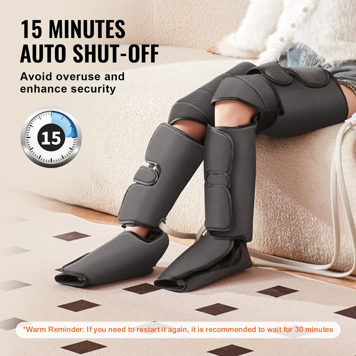 Leg Compression Massager Full-Leg Air Compression Knee Heating