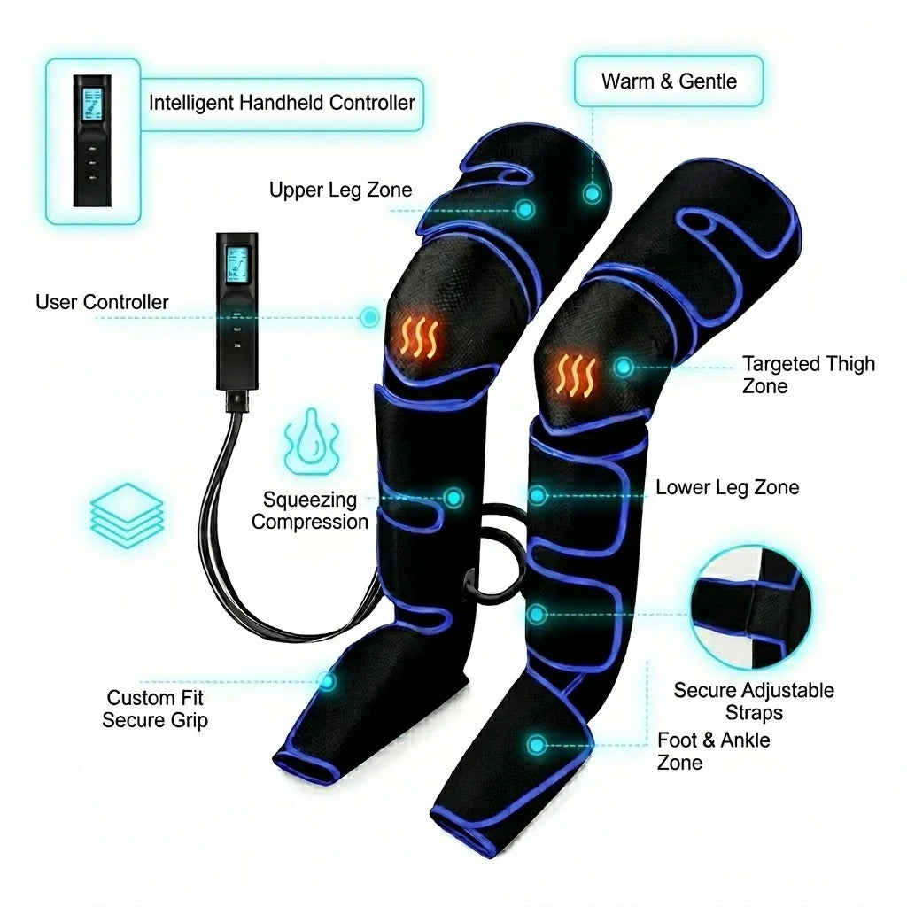 Leg Massager Air Compression Hands Free Adjustable Intensity