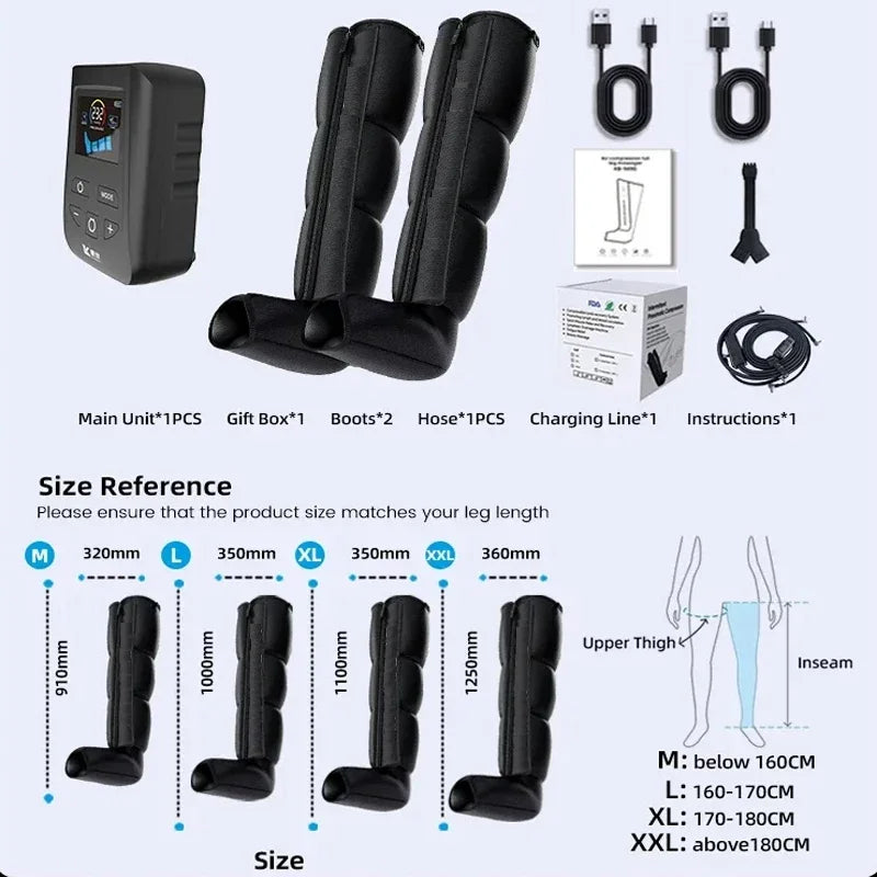 Leg Massager Boots Cordless 4-Zone Air Compression