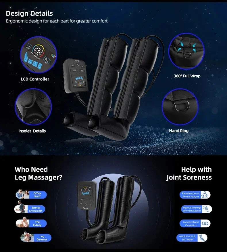 Leg Massager Boots Cordless 4-Zone Air Compression