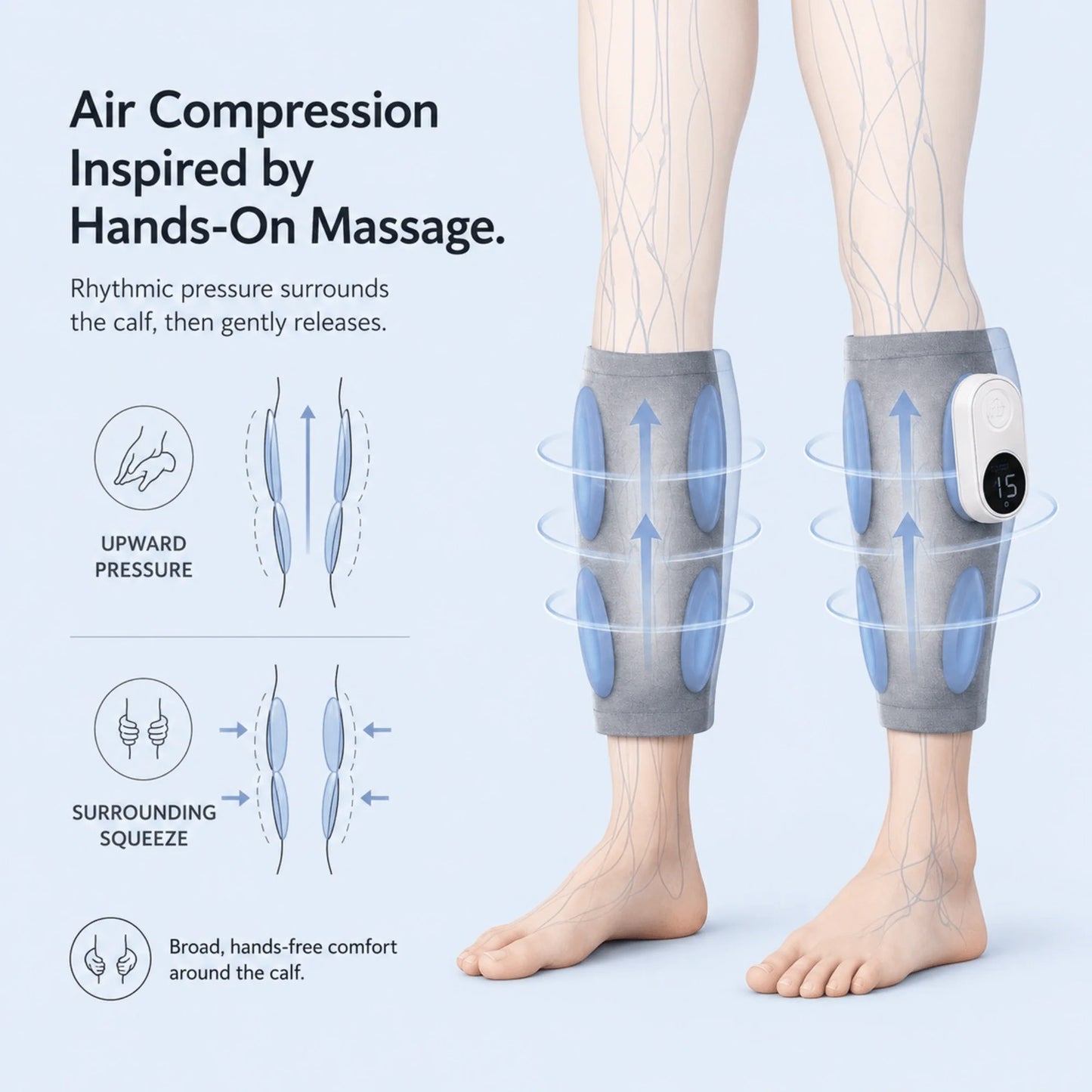 Leg Massager Cordless Air Compression Heated & Rechargeable