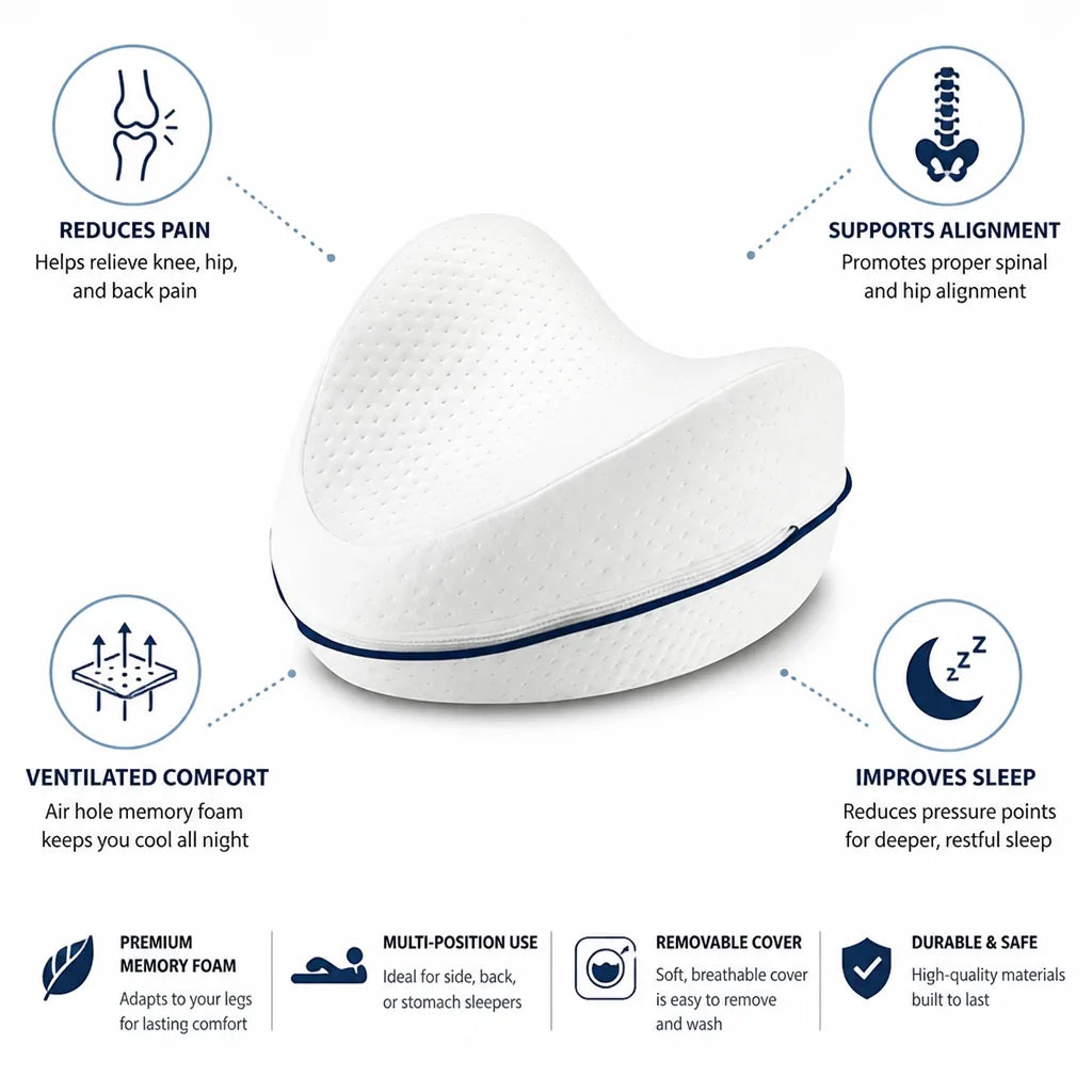Leg Pillow Contoured Heart Shape Ventilated Memory Foam