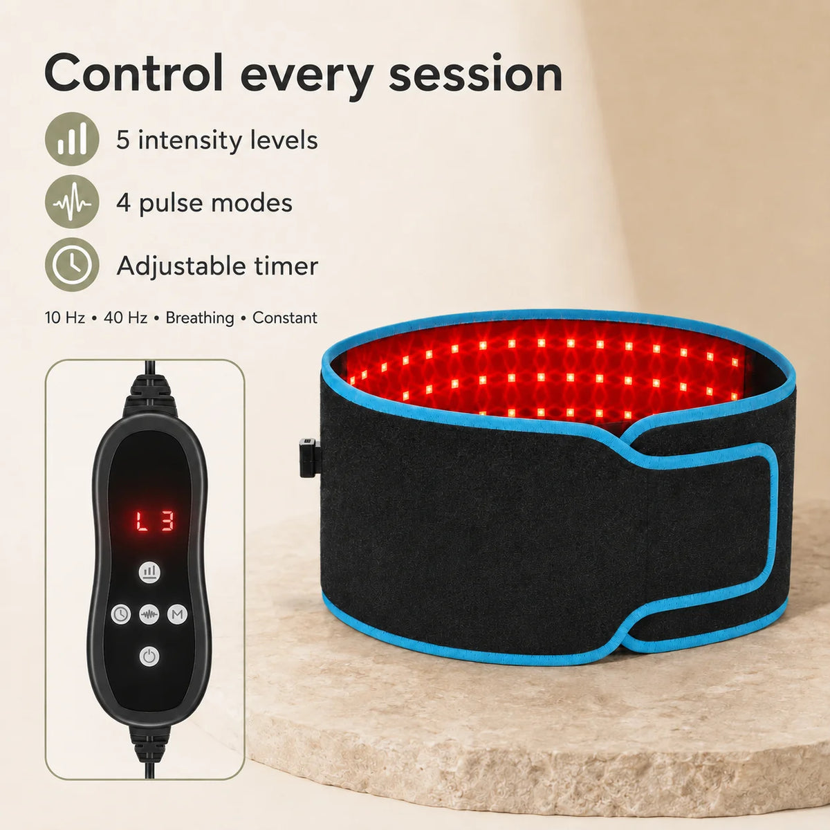 Light Therapy Belt Dual Red & Near-Infrared Flexible Wrap