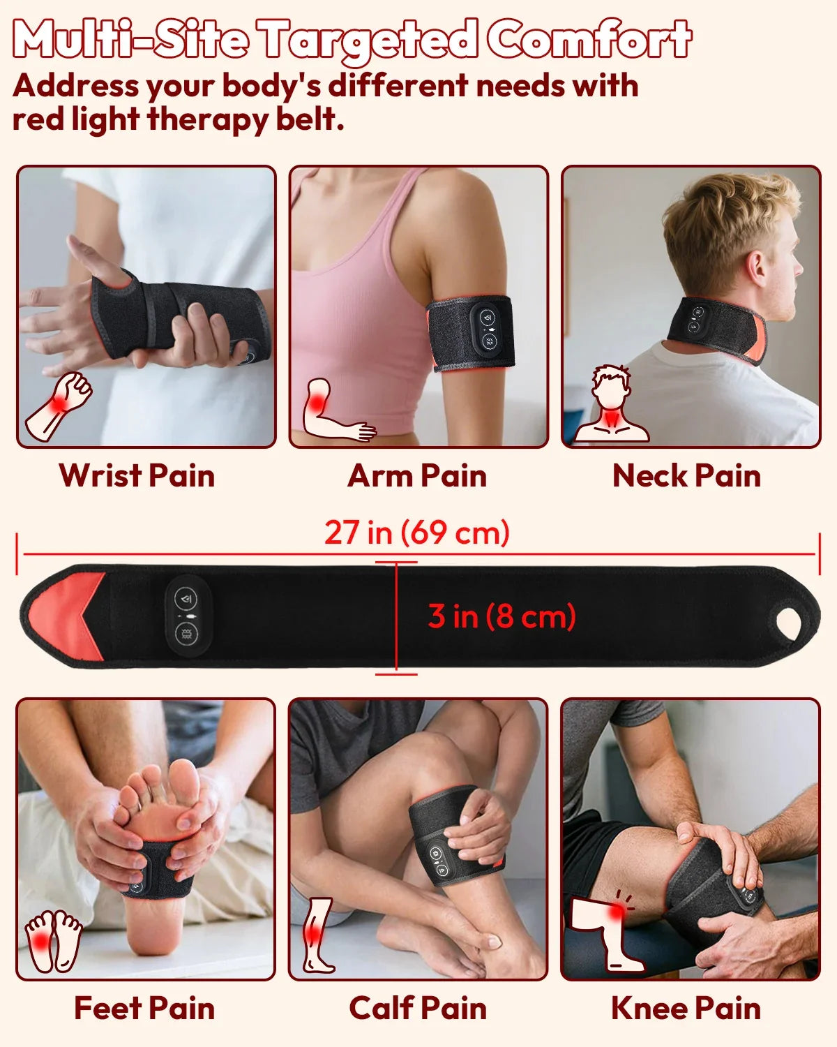 Light Therapy Wrap USB-C Rechargeable Heat & Vibration