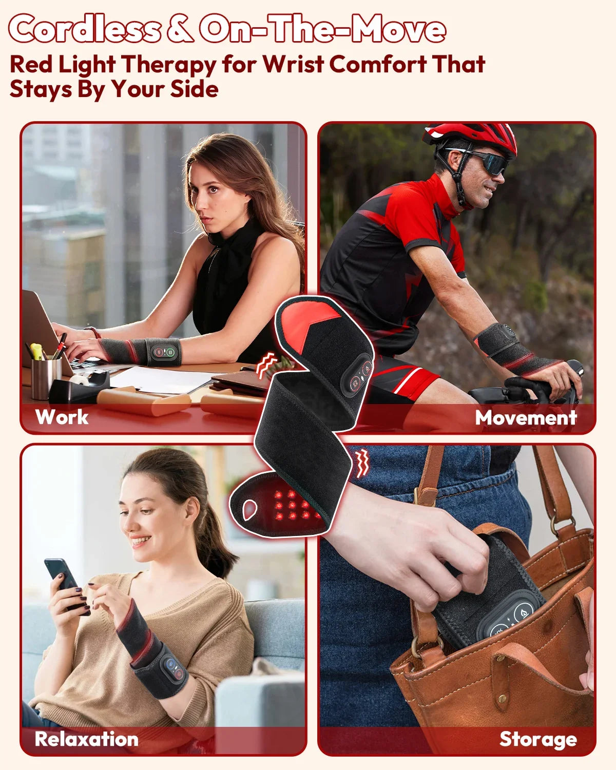 Light Therapy Wrap USB-C Rechargeable Heat & Vibration