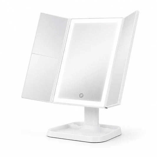 Lighted Makeup Mirror Three-Color LED Foldable USB-C Rechargeable