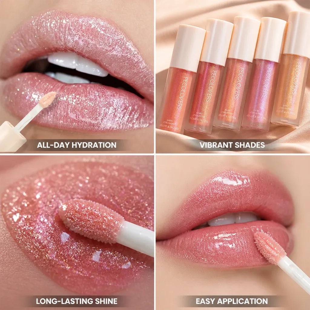 Lip Gloss Hydrating Long-Lasting Shine Coral & Neutral Shades