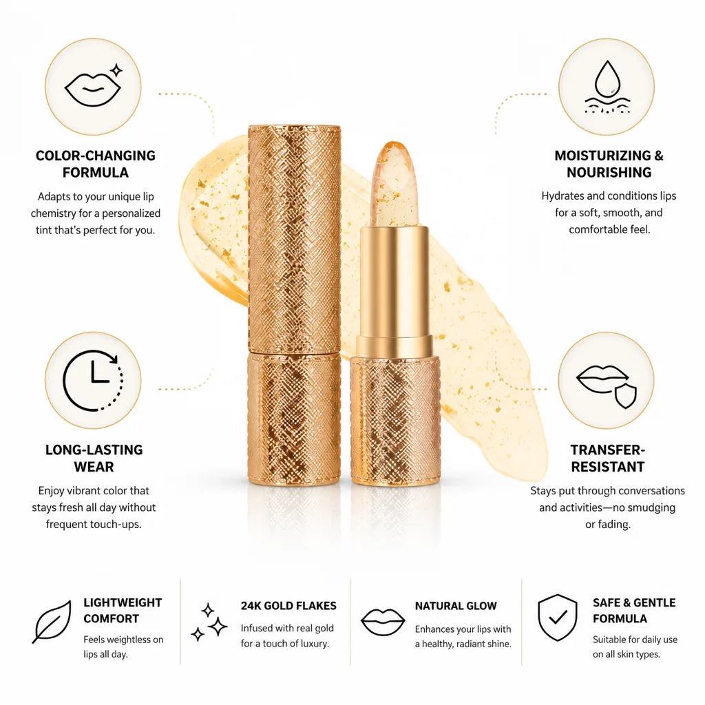 Lipstick Color-Changing & Moisturizing 24K Gold Flakes