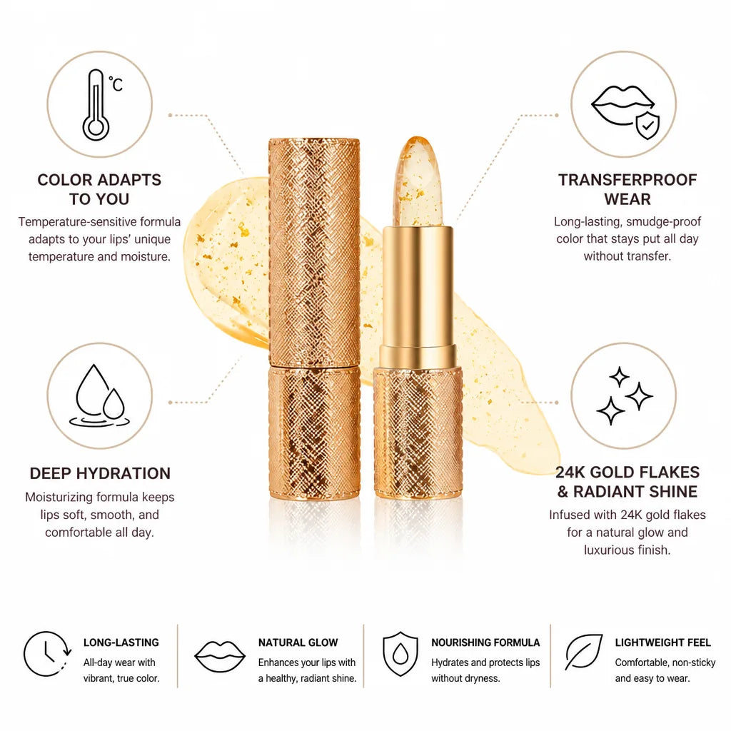 Lipstick Color-Changing Transferproof 24K Gold Flakes