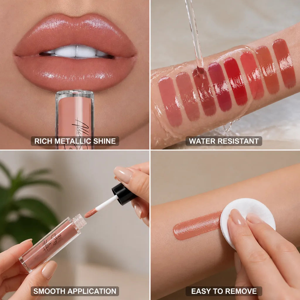 Lipstick Set 12-Color Long-Lasting Glossy Metallic