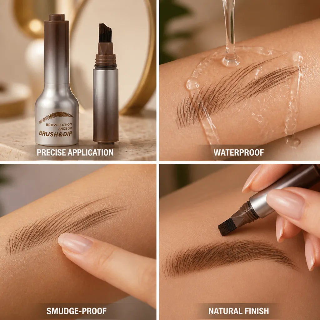 Liquid Eyebrow Enhancer Angled Precision Brush Waterproof & Long-Lasting